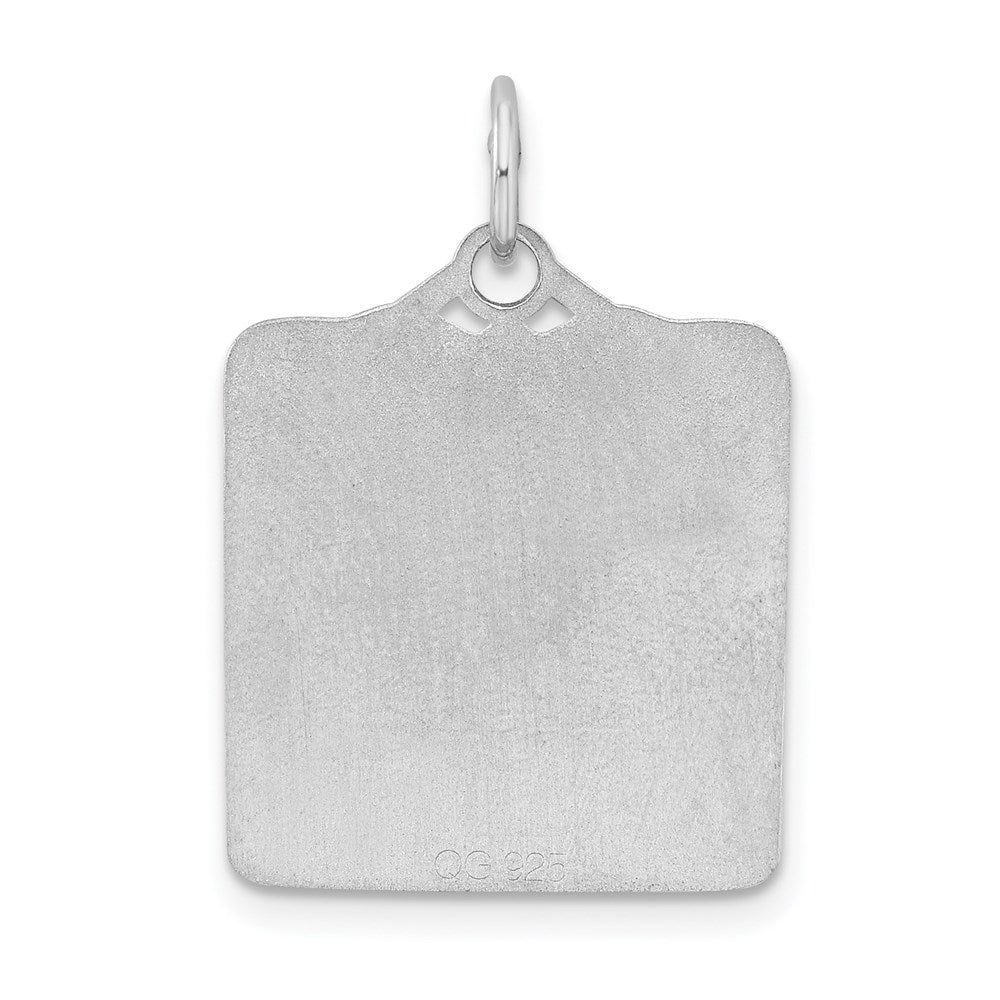 SS Rh-plt Blue Birth Certificate Polished Front/Satin Back Charm
