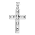 Sterling Silver Rhodium-plated Polished Cross Pendant