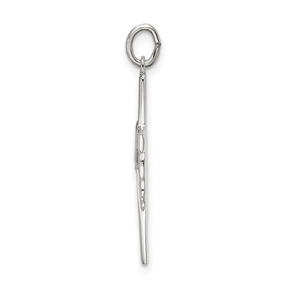 Sterling Silver Polished and Satin Draped Cross Pendant