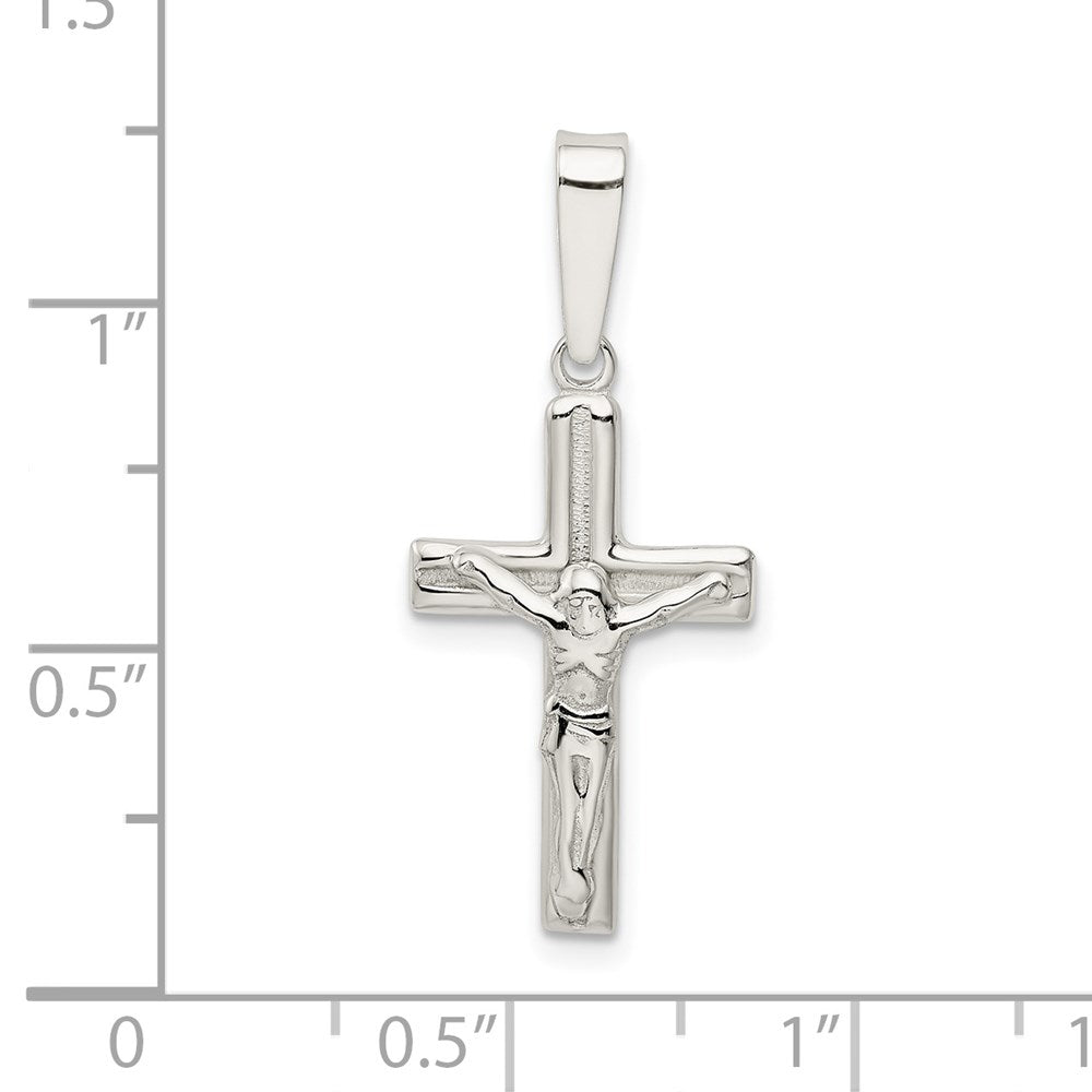 Sterling Silver Polished Textured Crucifix Pendant