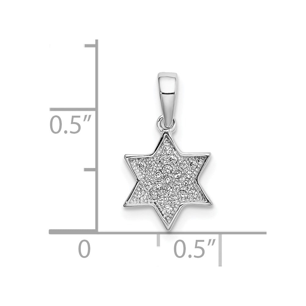 Sterling Silver Rhodium-plated CZ Star of David Pendant