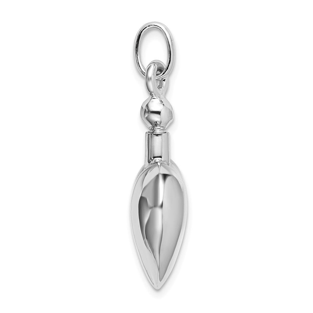 Sterling Silver RH-plated Polished Screw Top Ash Holder Pendant