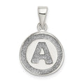 Sterling Silver Glitter Enamel Letter A Initial Circle Pendant