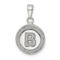 Sterling Silver Glitter Enamel Letter B Initial Circle Pendant