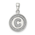 Sterling Silver Glitter Enamel Letter C Initial Circle Pendant