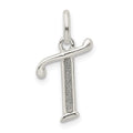 Sterling Silver Polished Glitter Enamel Letter T Initial Charm