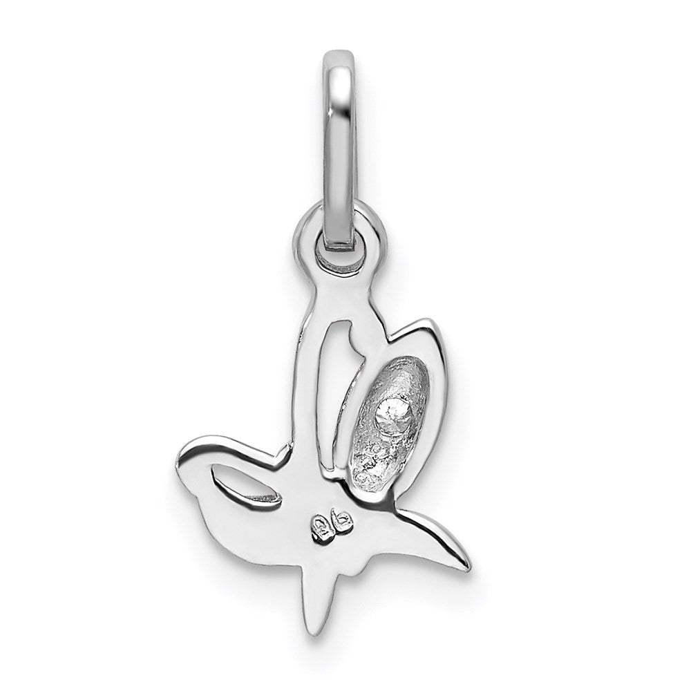 Sterling Silver Rhodium-plated CZ Butterfly Petite Pendant