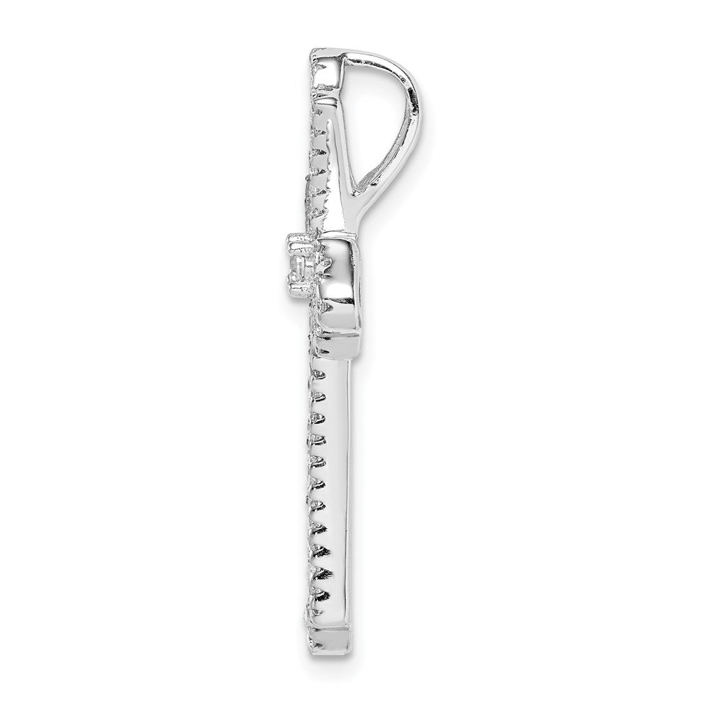 Sterling Silver Rhodium Plated Pink and White CZ Cross Slide Pendant
