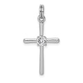 Sterling Silver Rhodium-plated CZ Cross Pendant