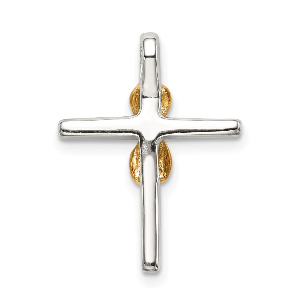 Sterling Silver & Gold-tone CZ Cross Chain Slide
