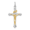 Sterling Silver Platinum-plated & Gold-tone Crucifix Pendant