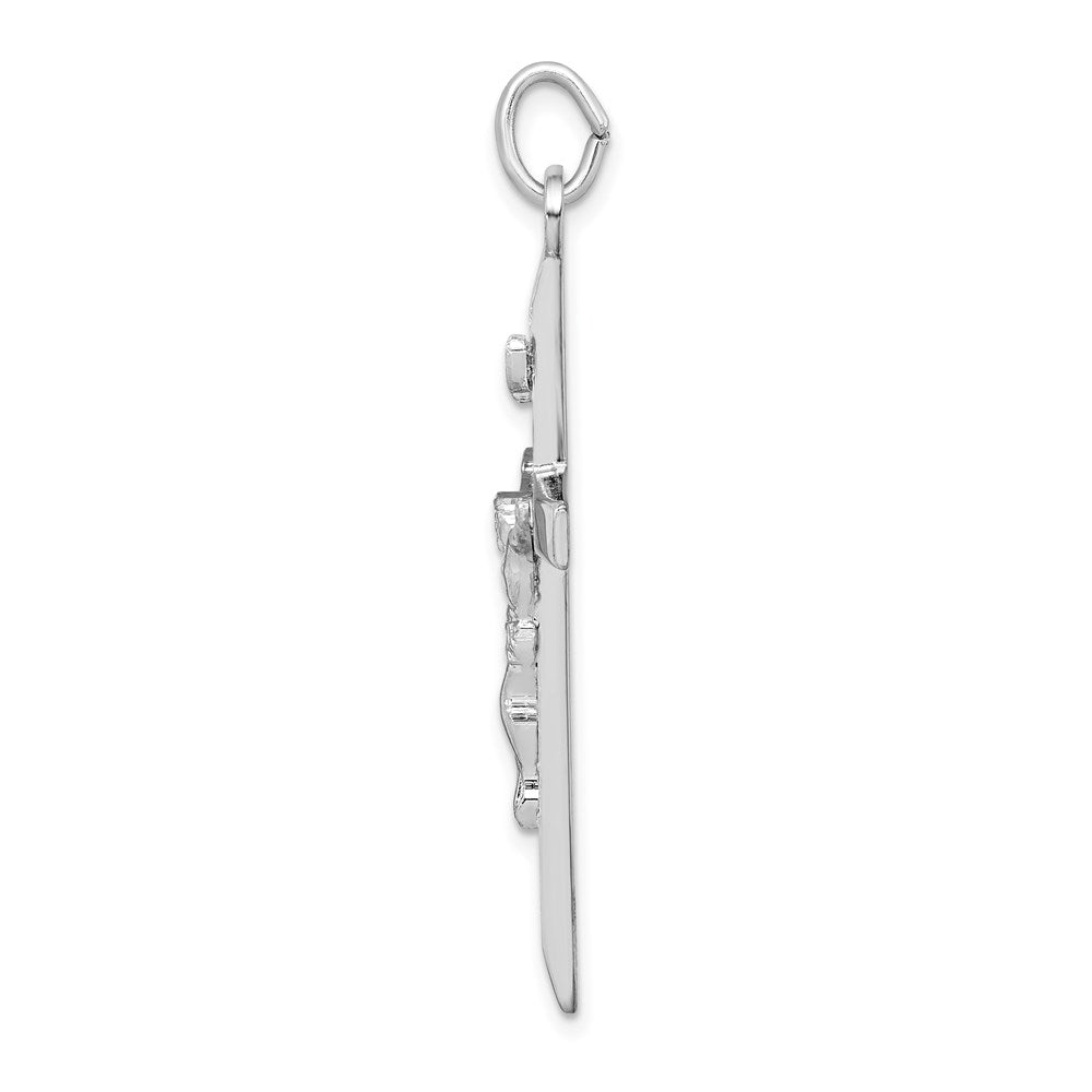 Sterling Silver Platinum-plated Textured Crucifix Cross Pendant