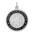 Sterling Silver Platinum-plated Enamel St. Christopher Medal
