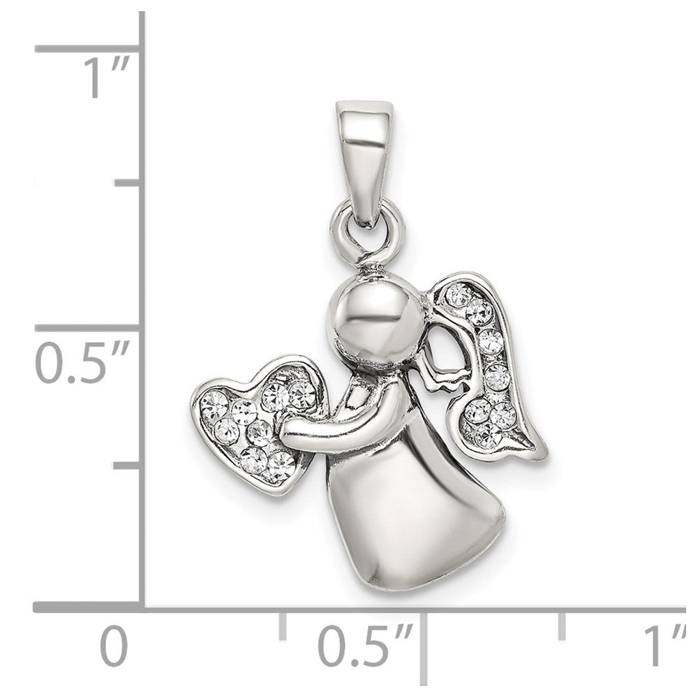 Sterling Silver Antiqued & CZ Angel Charm