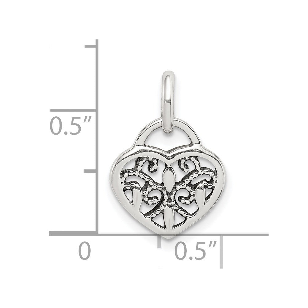 Sterling Silver Antique Heart Charm