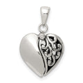 Sterling Silver Antiqued Moveable Heart Pendant