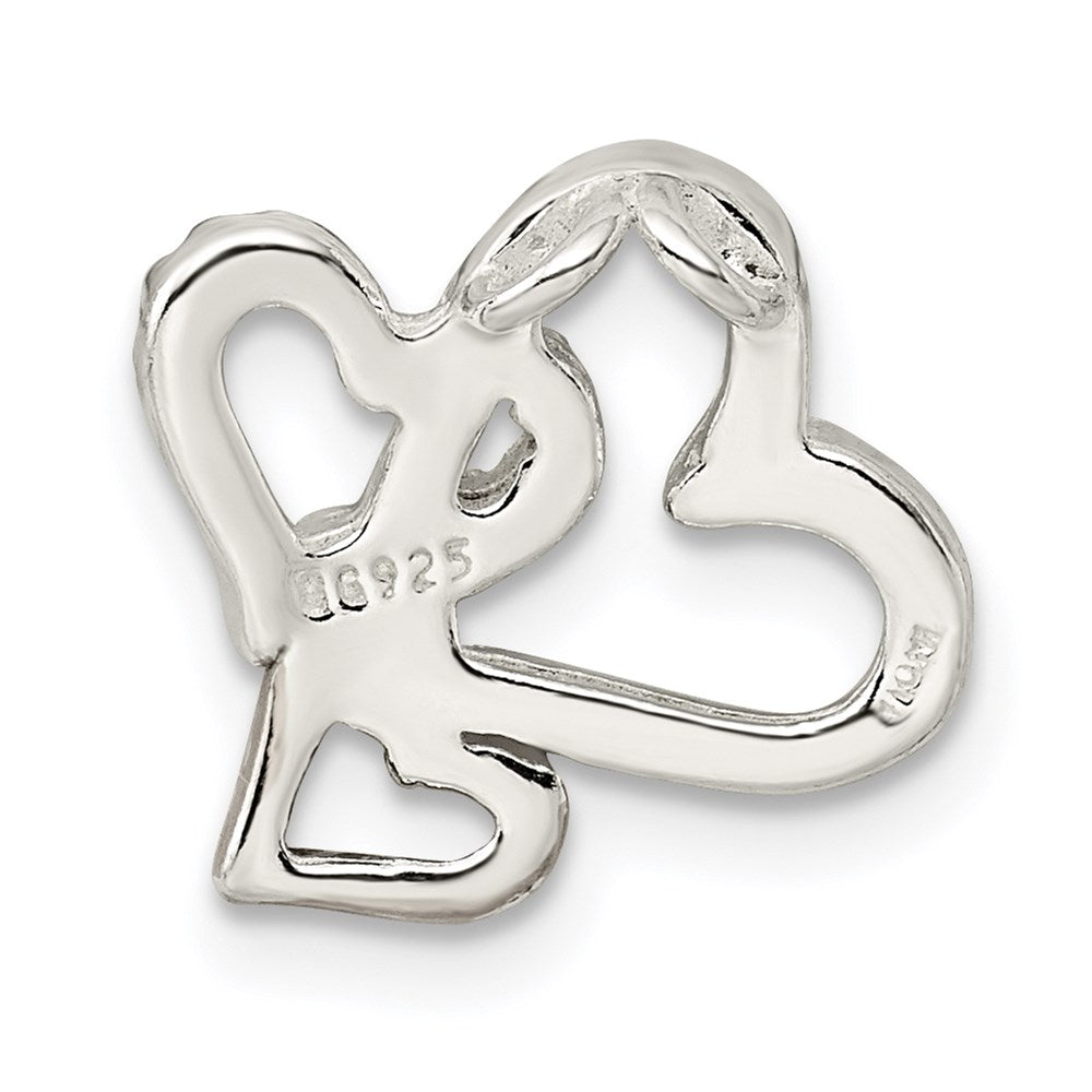 Sterling Silver Rhodium-plated & Rose-tone Heart Chain Slide
