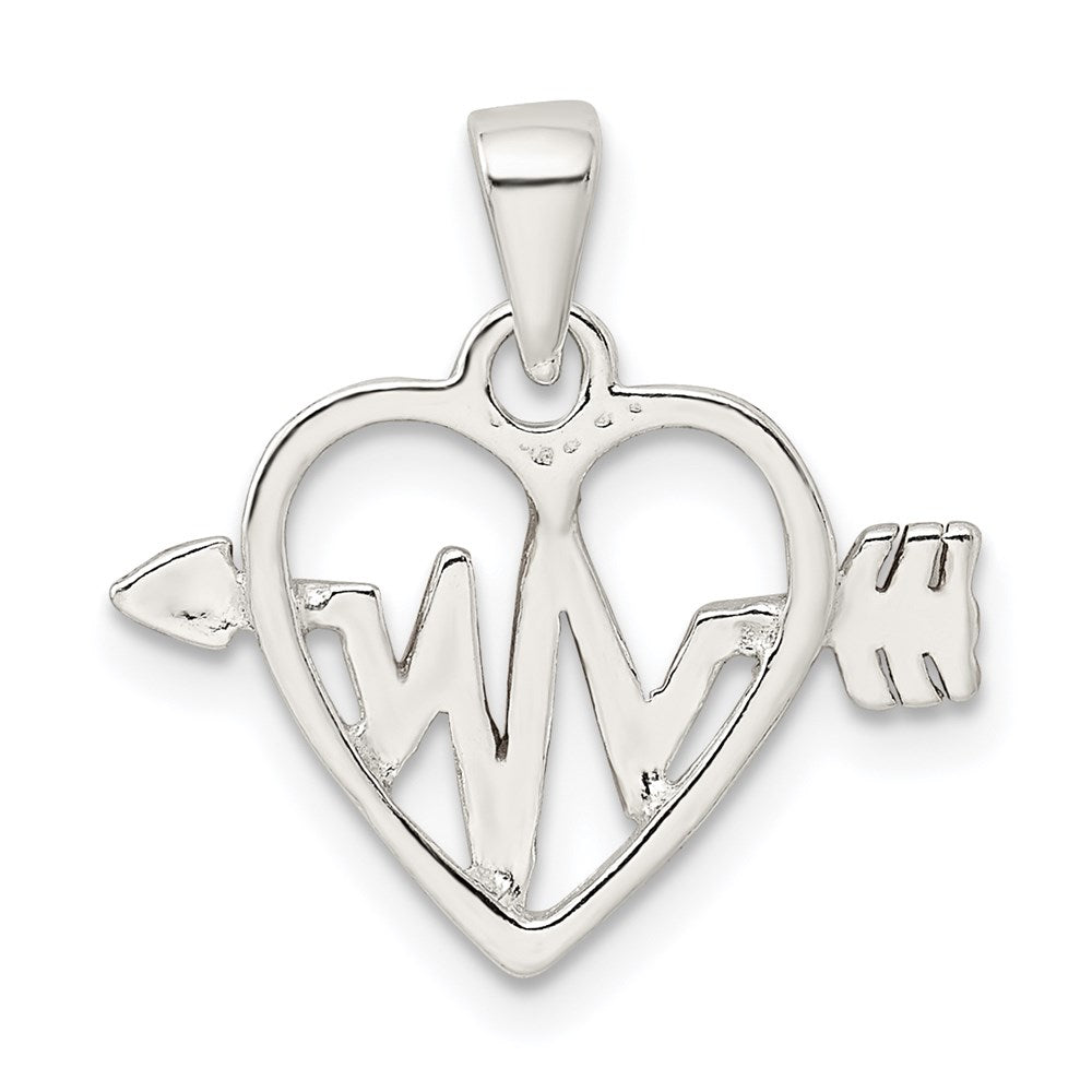 Sterling Silver Rhodium-plated & Rose-tone Heart and Arrow Pendant
