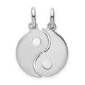 Sterling Silver Rhodium-plate Brush & Polished Yin Yang Break Apart Pendant