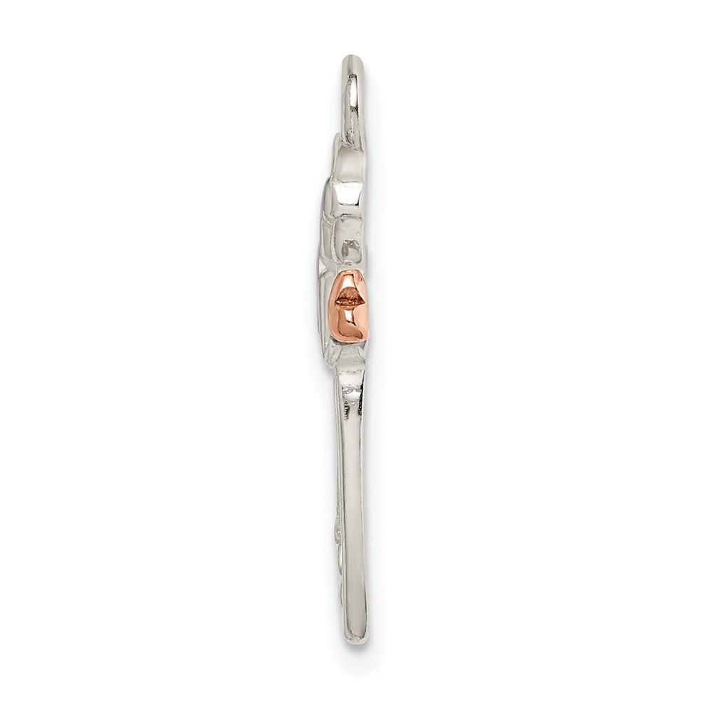 Sterling Silver Rose-tone Polished Angel Pendant