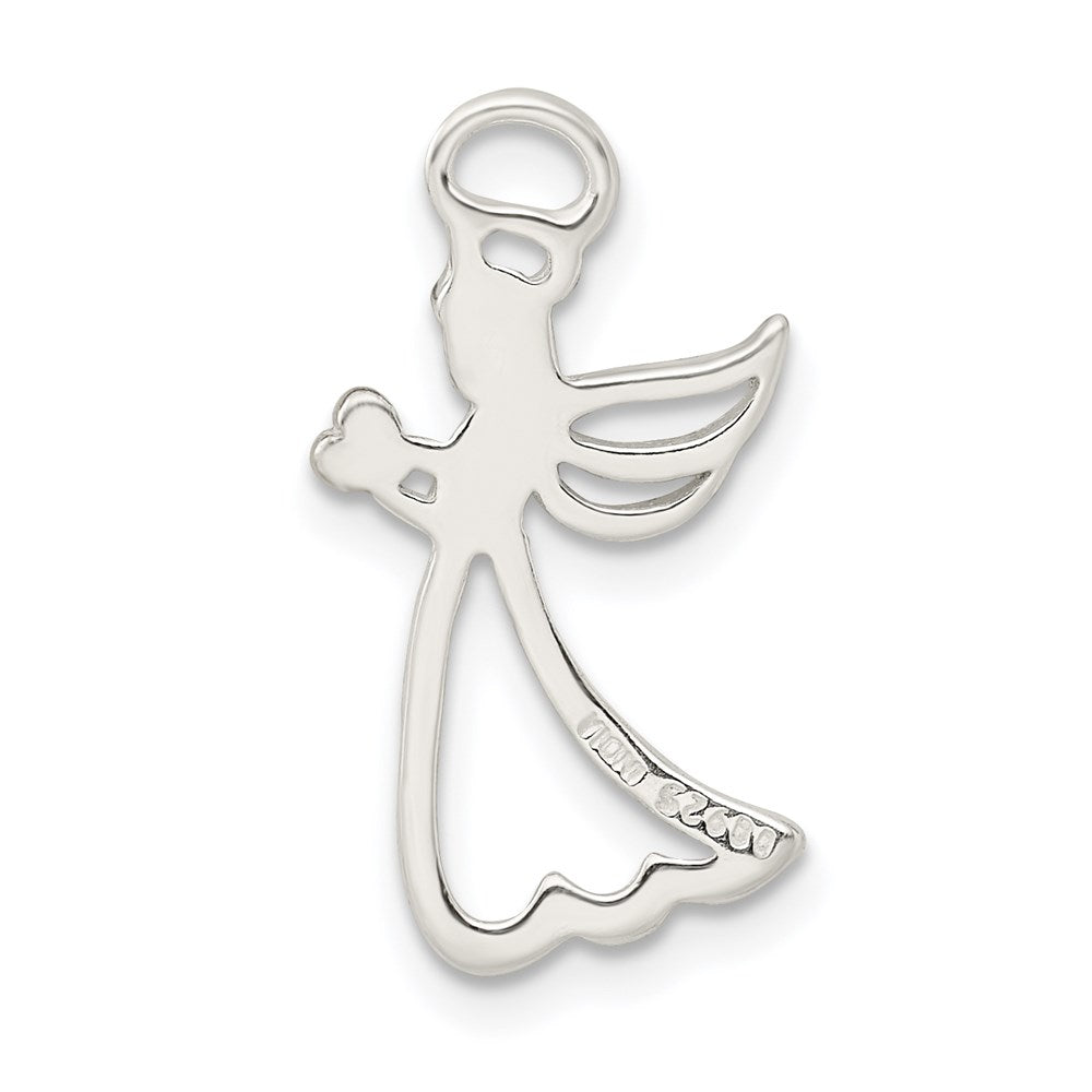 Sterling Silver Rose-tone Polished Angel Pendant