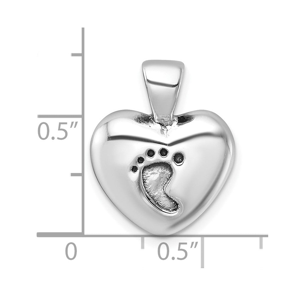 Sterling Silver Antiqued Heart Baby Foot Pendant