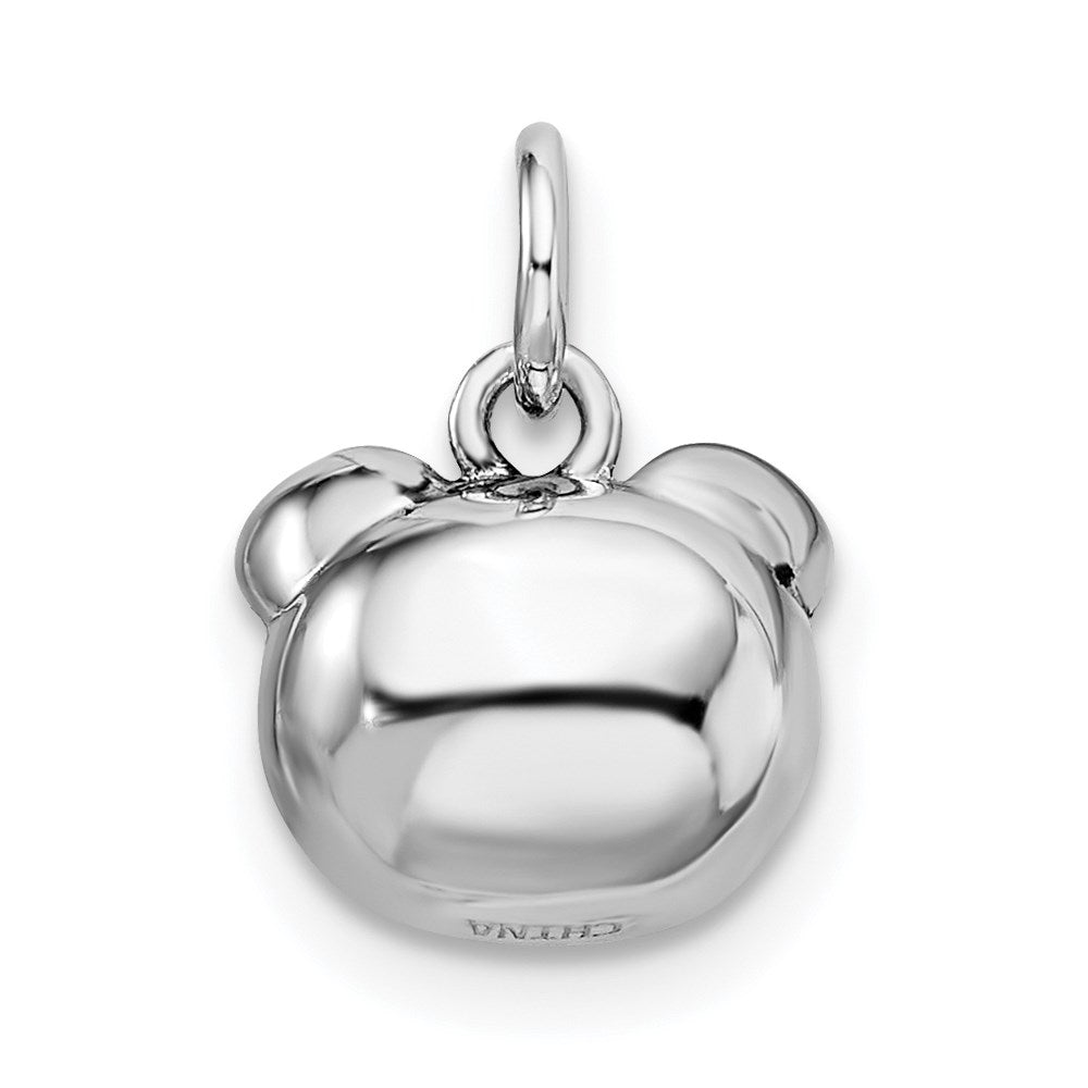 Sterling Silver Rhodium-plated Antiqued Pig Head Pendant
