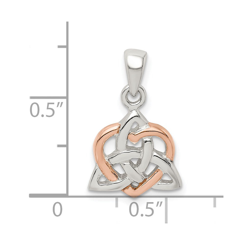 Sterling Silver Trinty Knot and Rose-tone Heart Pendant