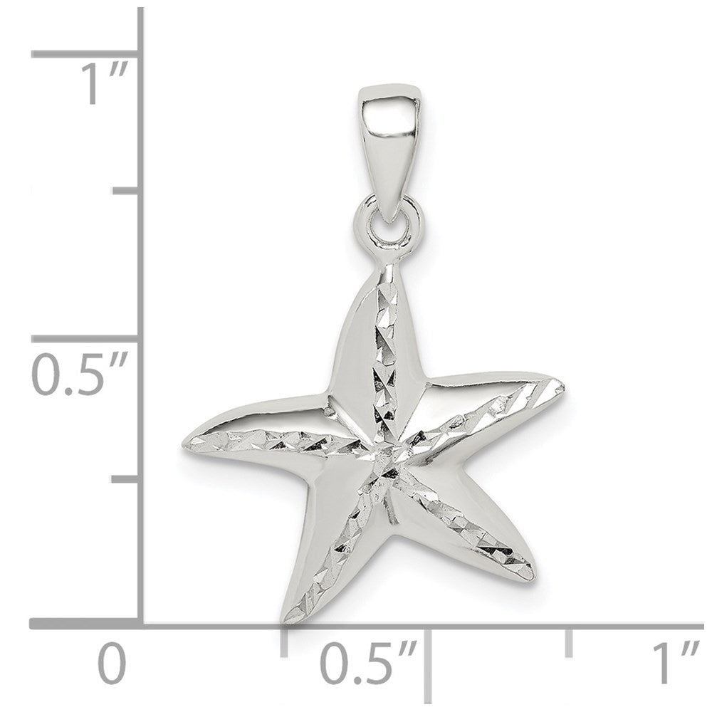 Sterling Silver Diamond Cut Star Fish Pendant