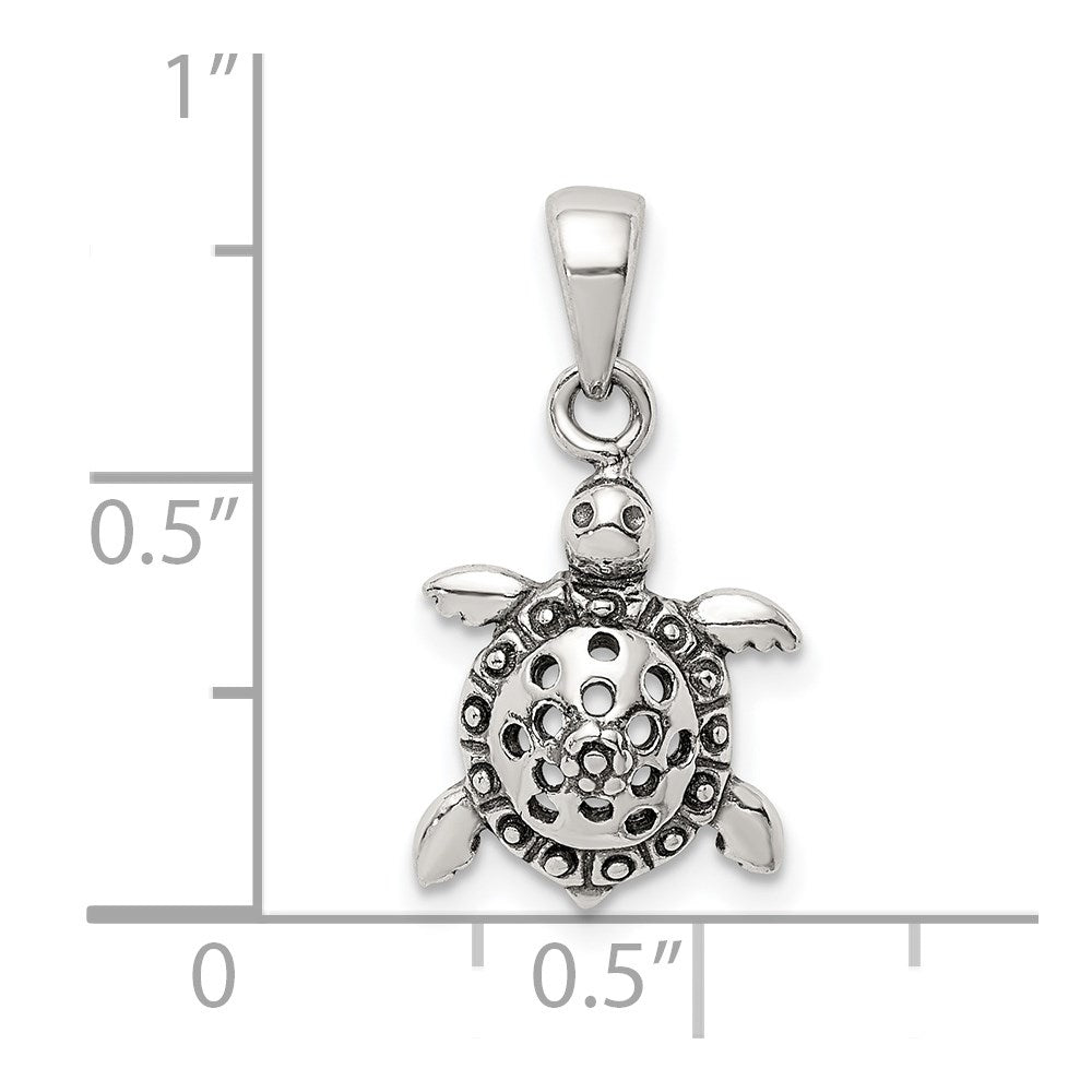 Sterling Silver Antiqued Turtle Pendant