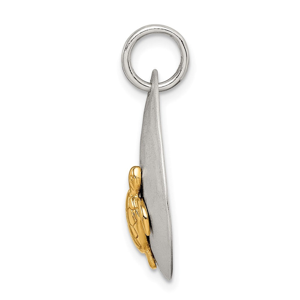 Sterling Silver Gold-plated Turtle Brushed Pendant