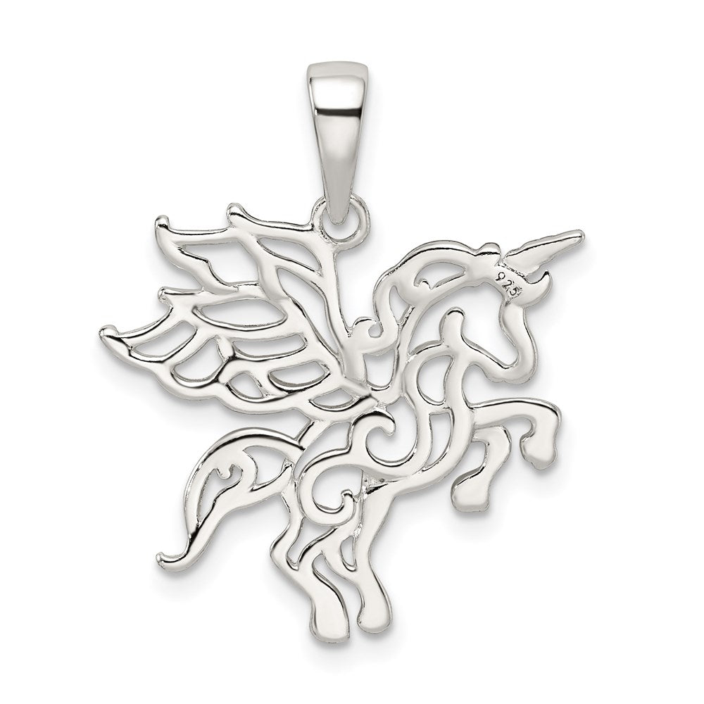 Sterling Silver Diamond-cut Pegasus Pendant