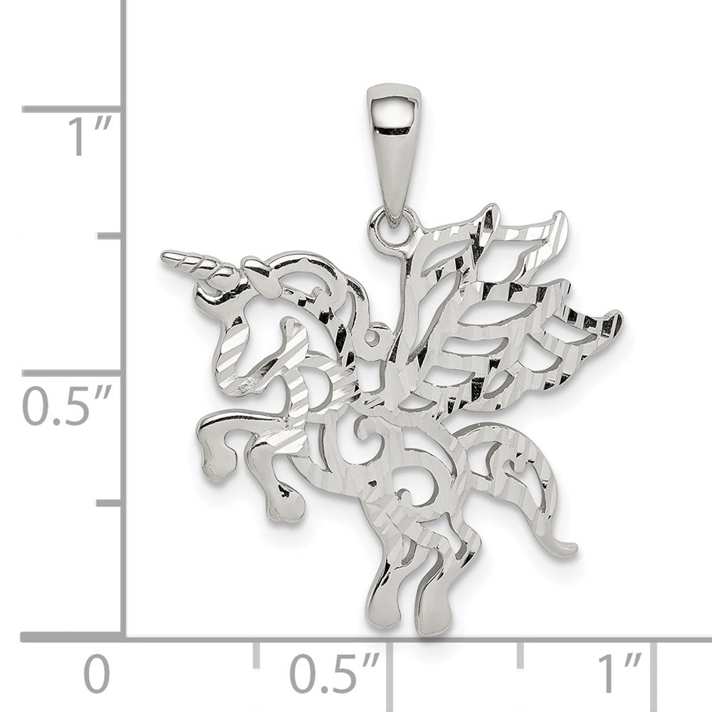 Sterling Silver Diamond-cut Pegasus Pendant
