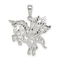 Sterling Silver Diamond-cut Pegasus Pendant