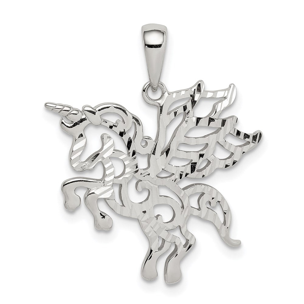 Sterling Silver Diamond-cut Pegasus Pendant