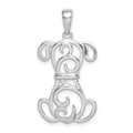 Sterling Silver Rhodium Plated Dog Pendant