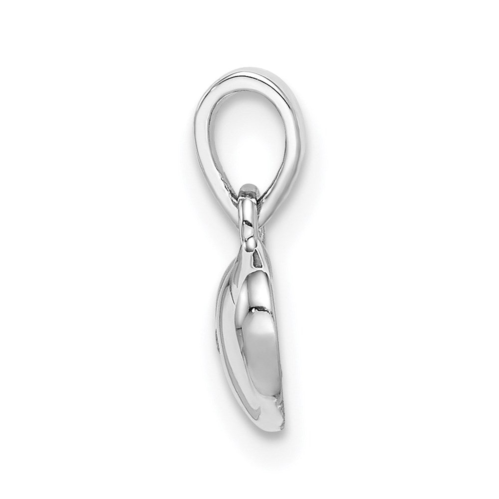 Sterling Silver Rhodium-plated Polished & Satin CZ Heart Pendant