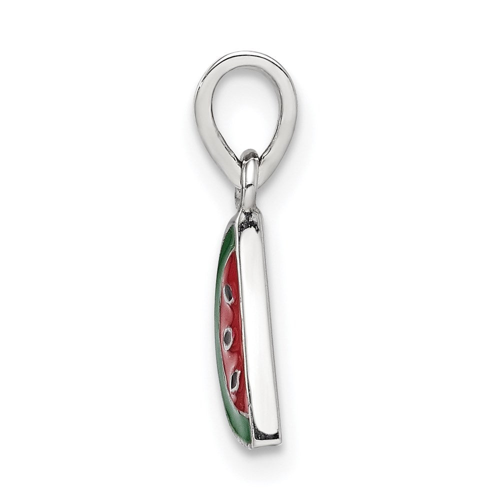 Sterling Silver RH-plated Enameled Watermelon Petite Pendant