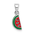 Sterling Silver RH-plated Enameled Watermelon Petite Pendant