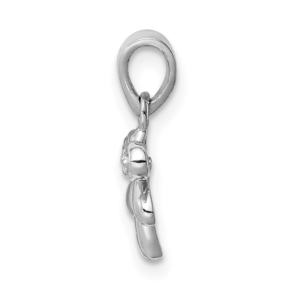 Sterling Silver Rhodium-plated Polished CZ Dragonfly Children's Pendant