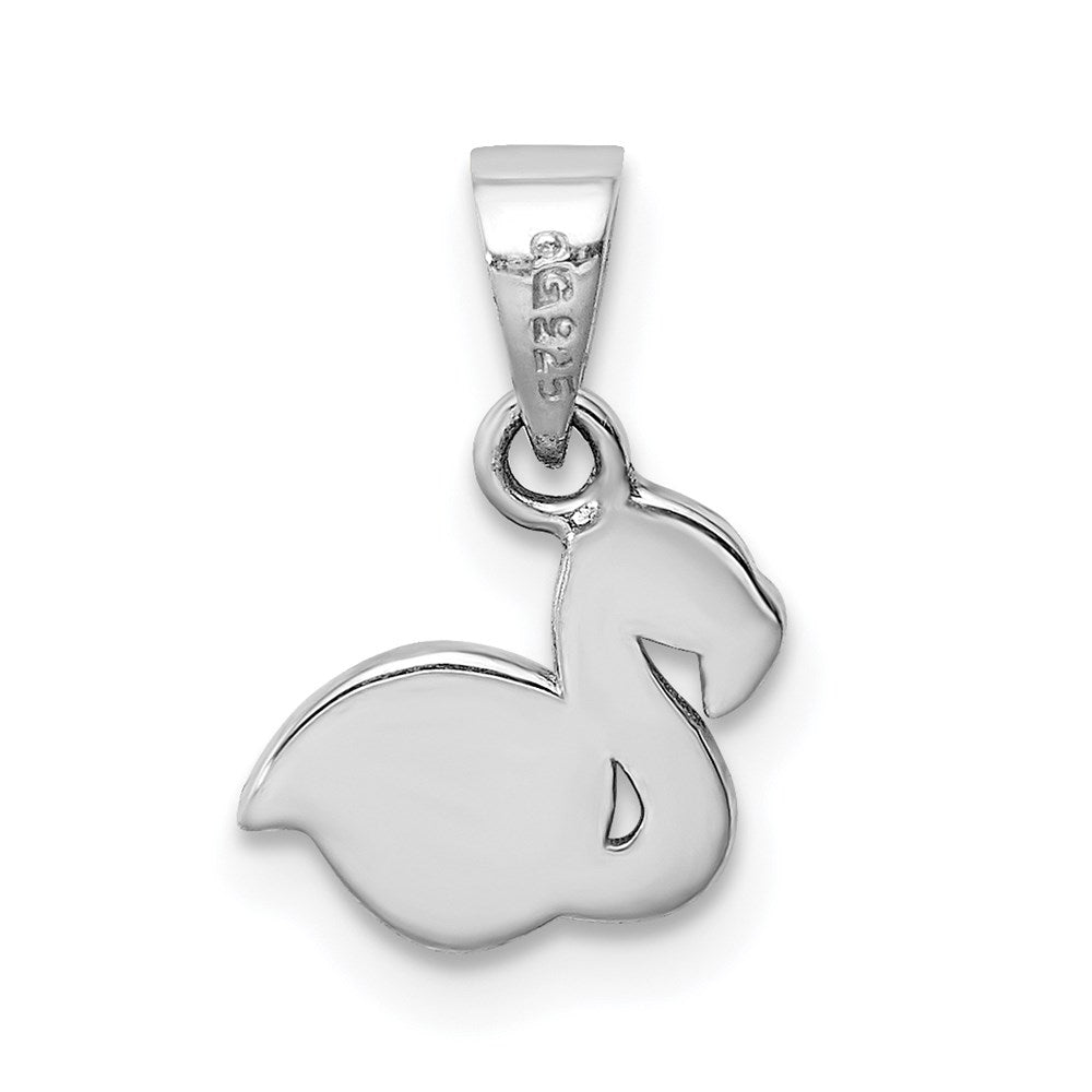 Sterling Silver RH-plated Multi-color Enamel Flamingo Pendant