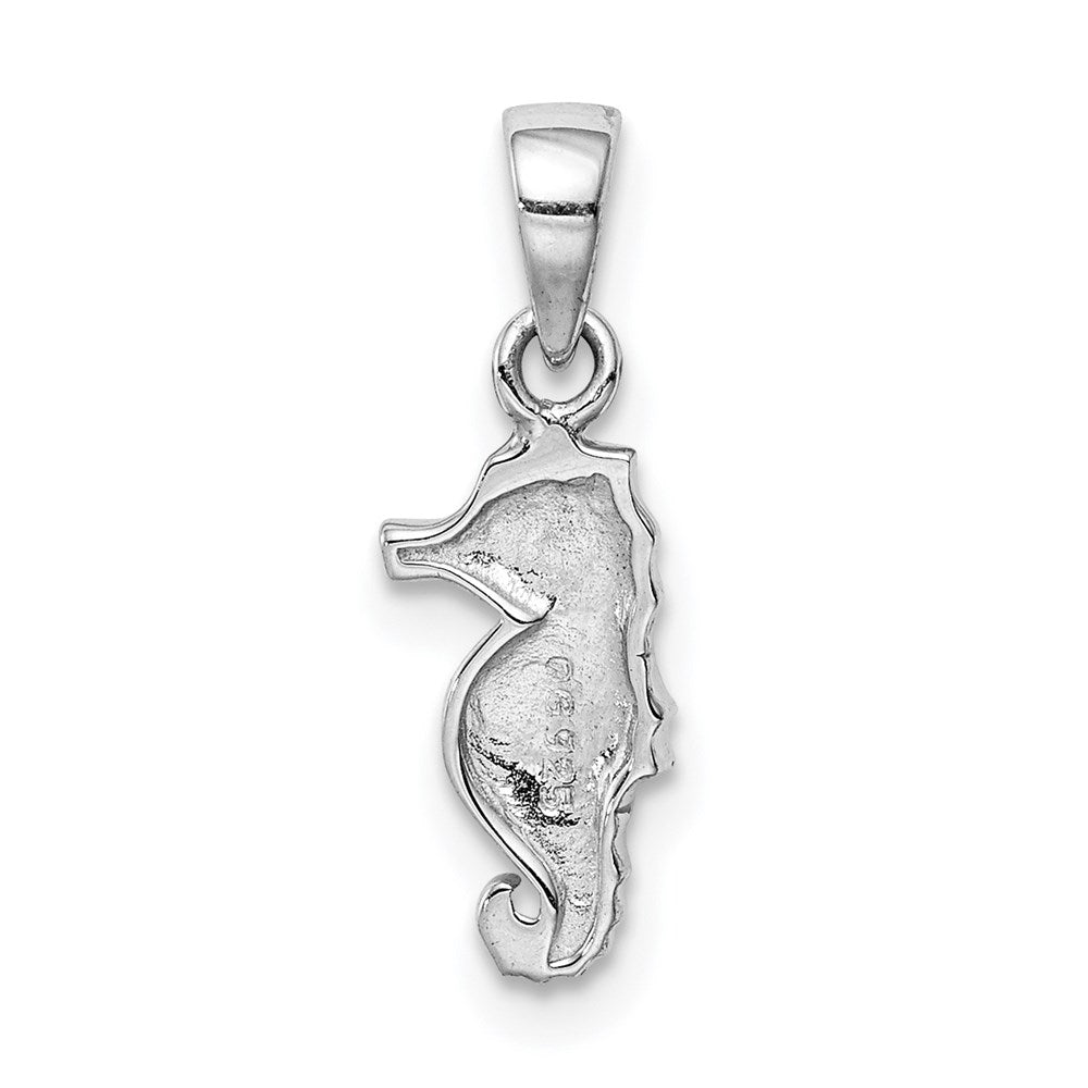 Sterling Silver RH-plated Multi-color Enamel Seahorse Pendant