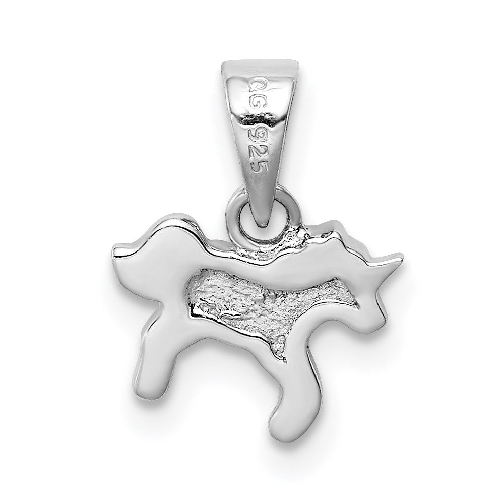Sterling Silver RH-plated Multi-color Enameled Unicorn Pendant