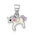 Sterling Silver RH-plated Multi-color Enameled Unicorn Pendant