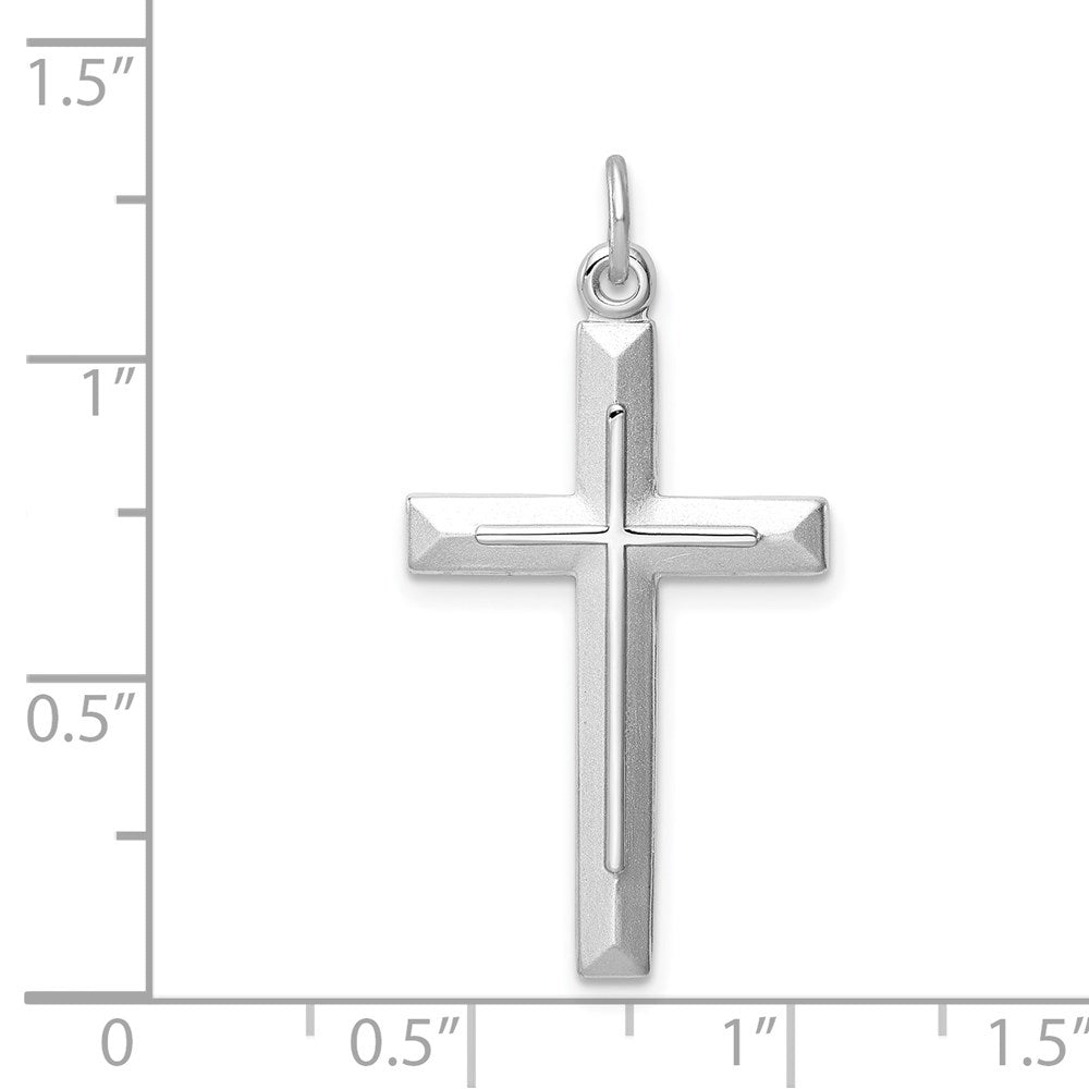 Sterling Silver Platinum-plated Cross Pendant
