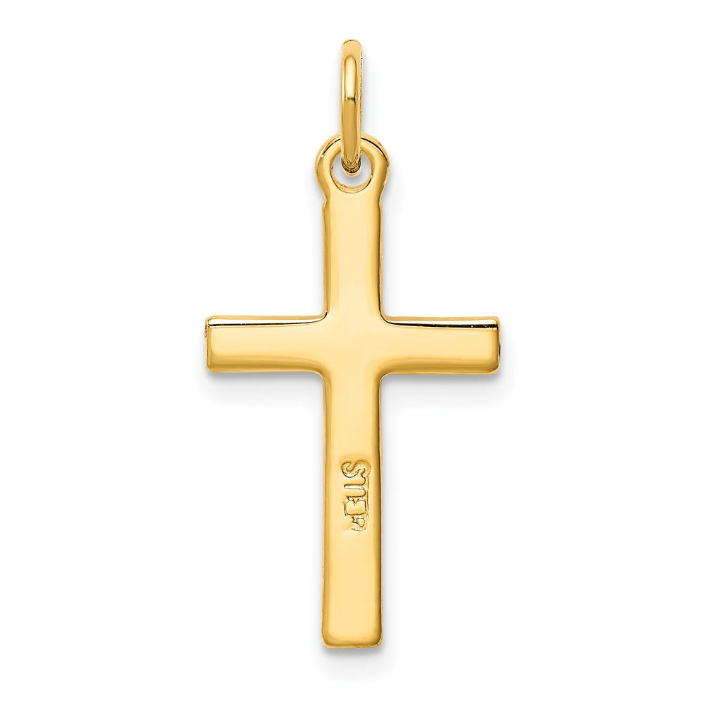 Sterling Silver Gold-tone Diamond-Cut Cross Pendant