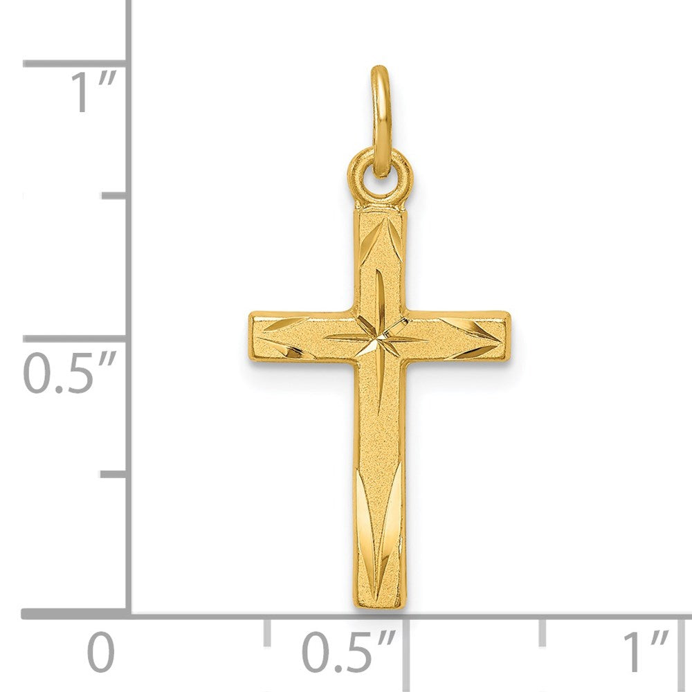 Sterling Silver Gold-tone Diamond-Cut Cross Pendant