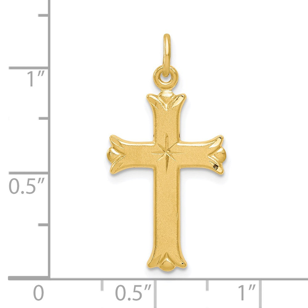 Sterling Silver Gold-tone Diamond-Cut Cross Pendant