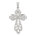 Sterling Silver Diamond & Diamond-cut Cross Pendant