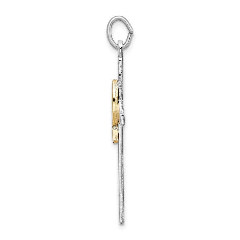 Sterling Silver Platinum-plated & Gold-tone Cross Pendant
